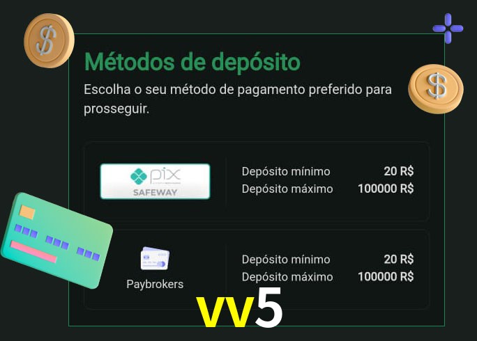 O cassino vv5 oferece uma grande variedade de métodos de pagamento